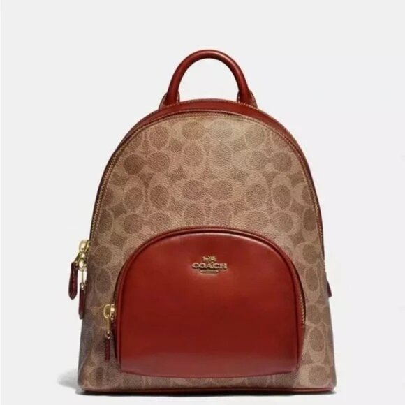 COACH Signature Canvas & Leather Carrie Backpack RA10079 - Picture 1 of 13